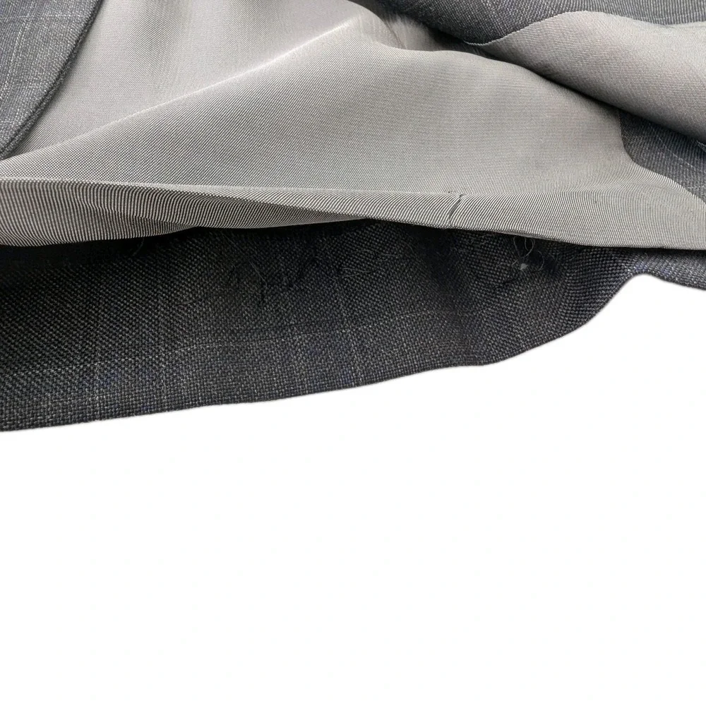 Hickey Freeman Suit Mens 44R Gray Blue Windowpane 2 Button 100% Wool 36x29 USA
